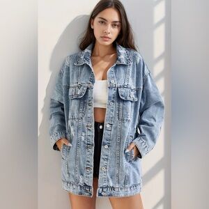 Women's oversized long jeanJacket